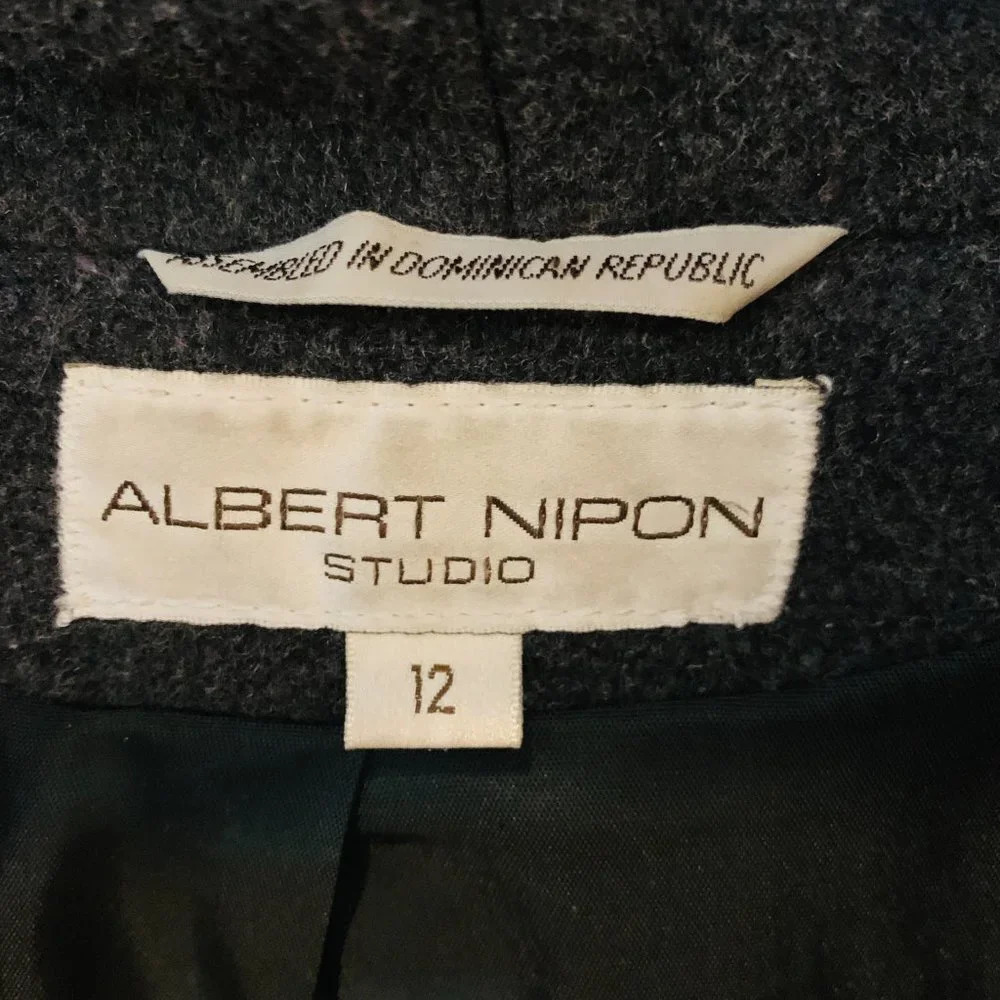Vintage Albert Nipon Size 12 Coat Long Black 100%… - image 4